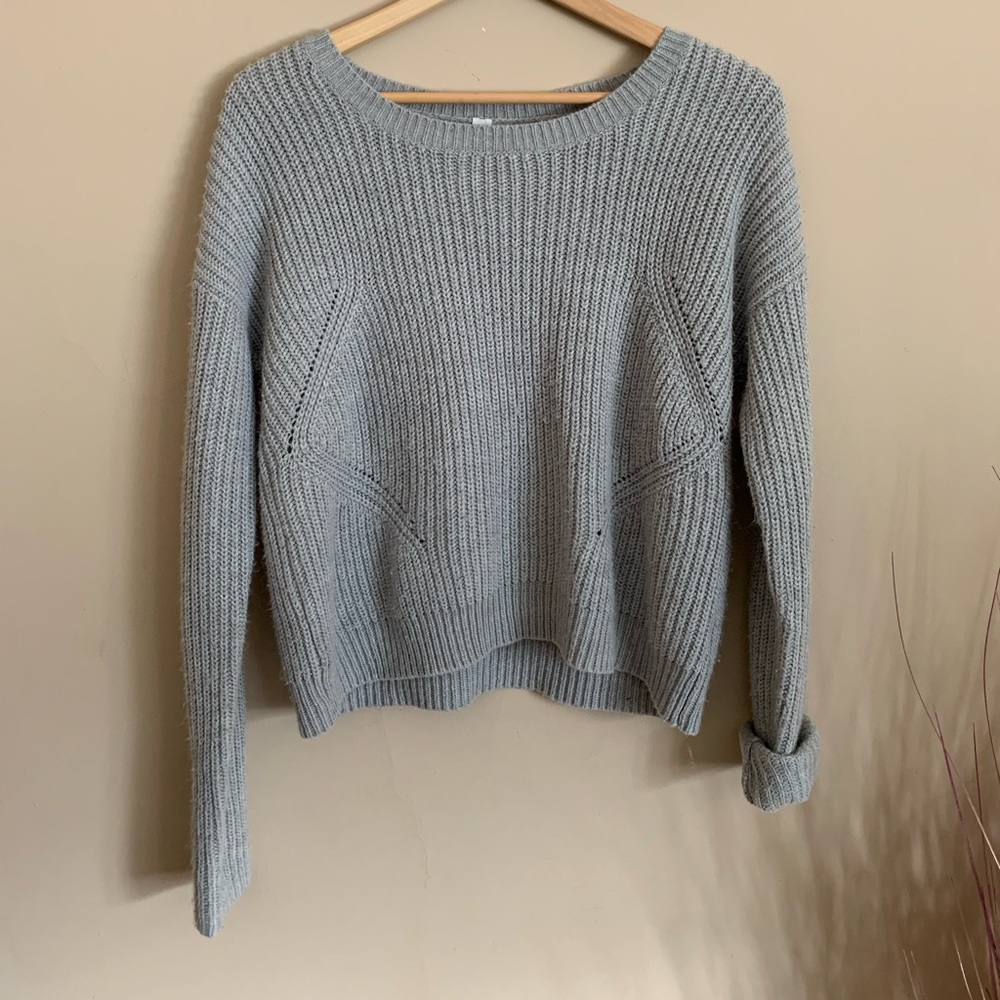 Large Grey Knit Sweater, cute, casual, cozy, soft, light,